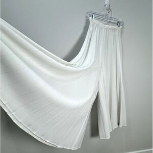 Vintage White Pleated‎ Culottes Split Skirt High Waist Wide Leg Small Minimalist